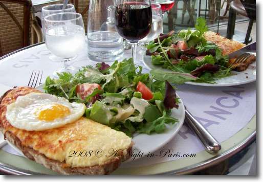 Finding a more traditional French food Croque Monsieur is difficult - add an egg for a Croque Madame.