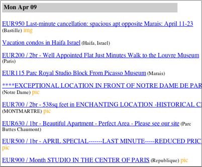 View the listings for Craigslist Paris
