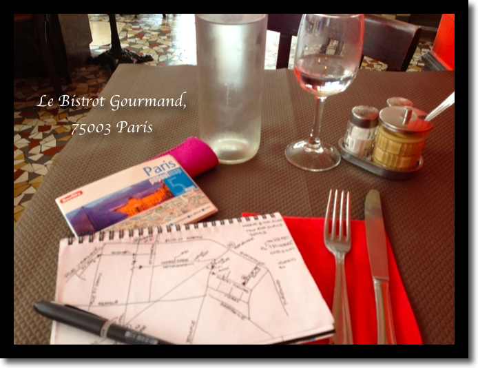 Le Bistrot Gourmand, 75003 Paris - a table, my map sketch (image)