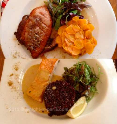 Les Mandibules restaurant Duck & Salmon dishes (images)