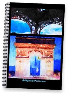 Paris Notebook Eiffel Tower legs & Arc de Triomphe