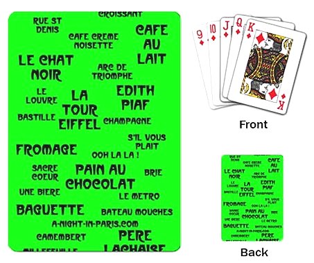 Pack of playing cards with French words (image)