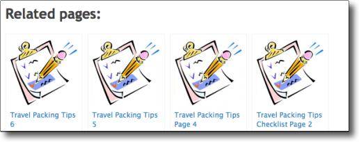 Travel Packing Tips clickable related pages